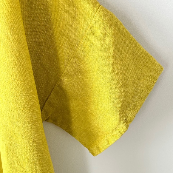 NotPerfectLinen 100% Linen Chartreuse Yellow Green Shift Dress - Picture 9 of 16